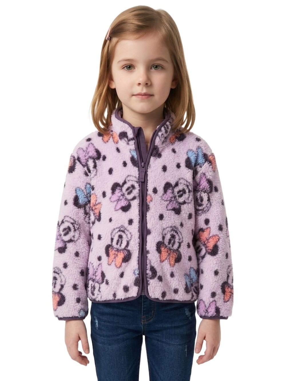 Girls Disney Jumping Beans purple minnie mouse fleece jacket
